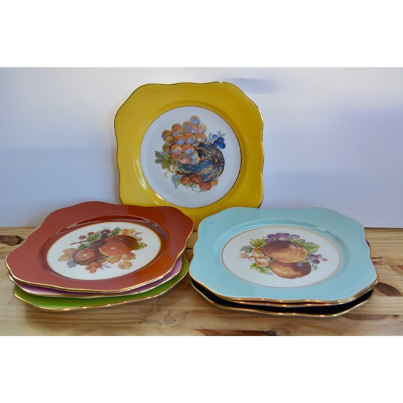 Vintage M&R France Hand-Painted Fruit Plates (Set of 7) - Picture 1 of 8